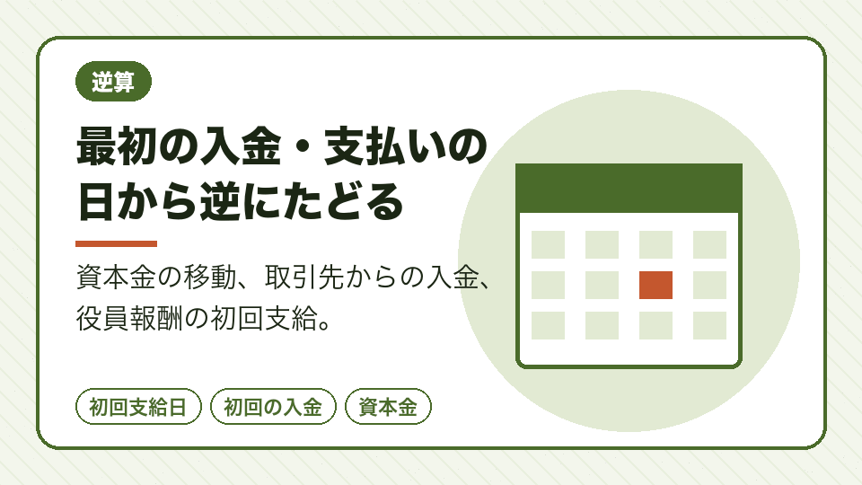 最初の入金・支払いの日から逆にたどる