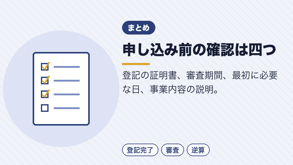 申し込み前の確認は四つ