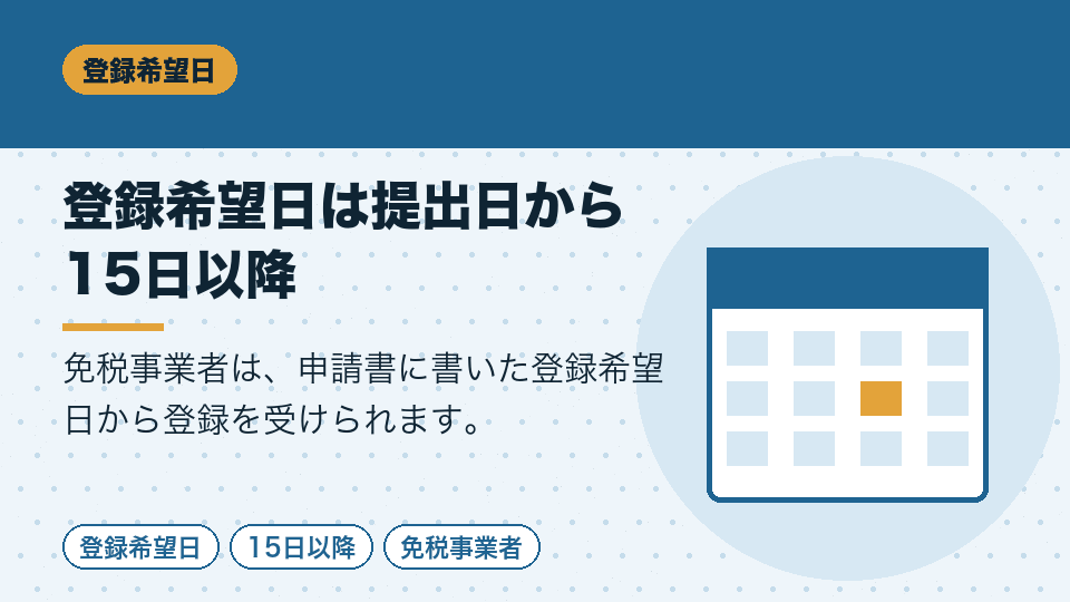 登録希望日は提出日から15日以降