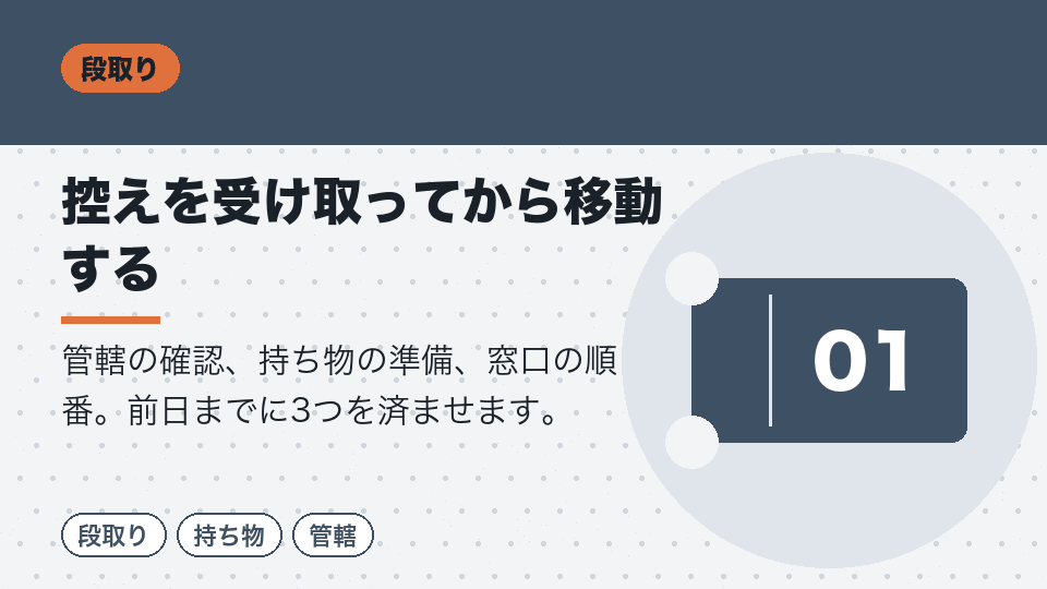 控えを受け取ってから移動する