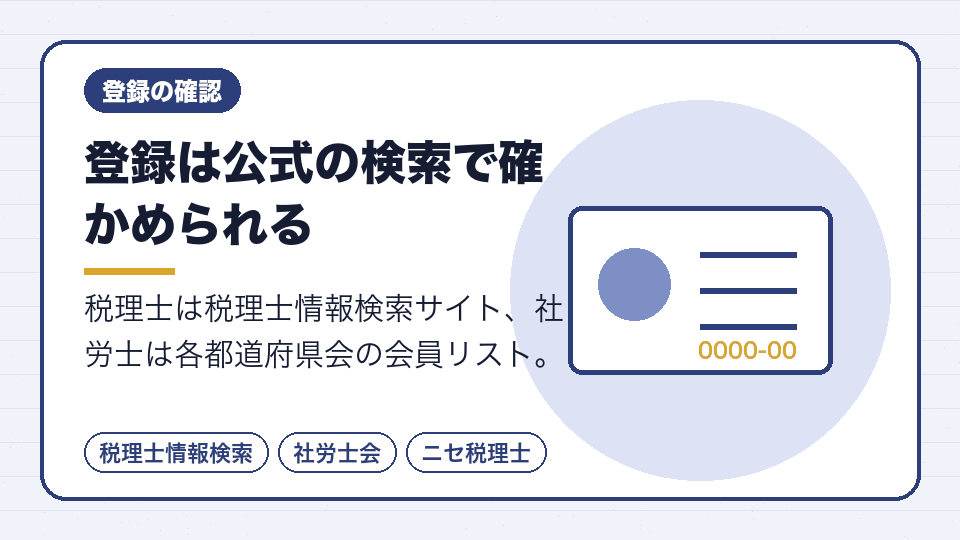 登録は公式の検索で確かめられる