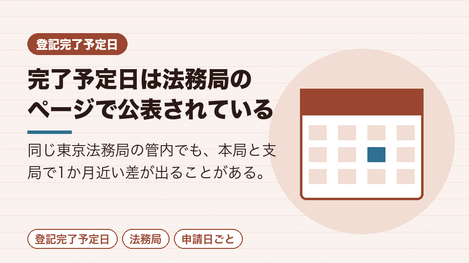 完了予定日は法務局のページで公表されている