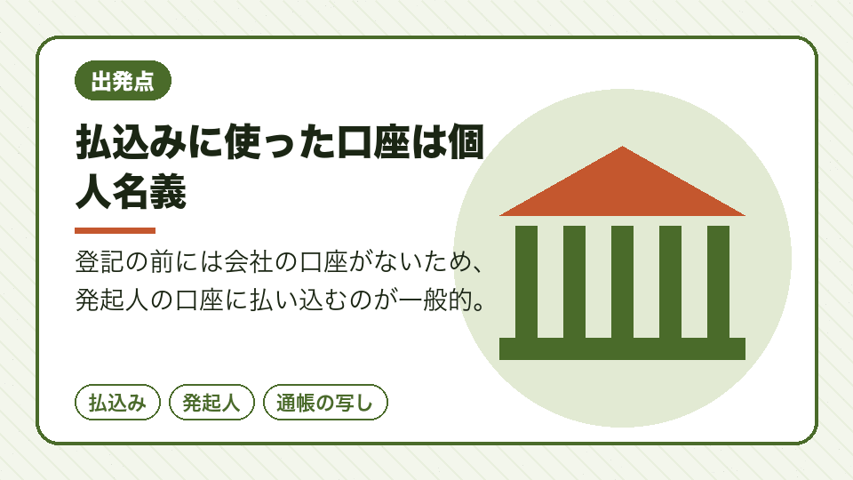 払込みに使った口座は個人名義