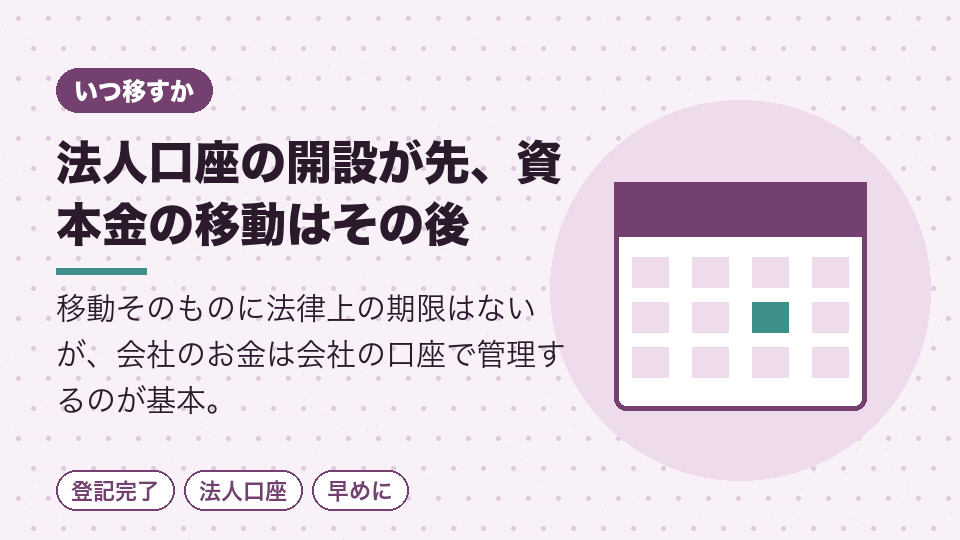 法人口座の開設が先、資本金の移動はその後