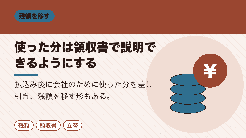 使った分は領収書で説明できるようにする