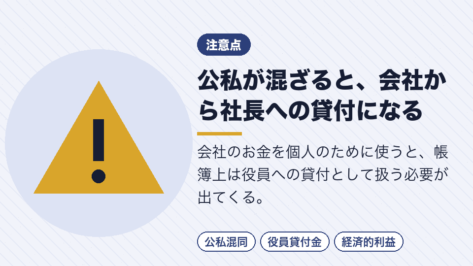 公私が混ざると、会社から社長への貸付になる