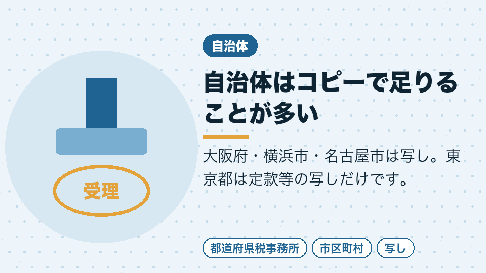 自治体はコピーで足りることが多い