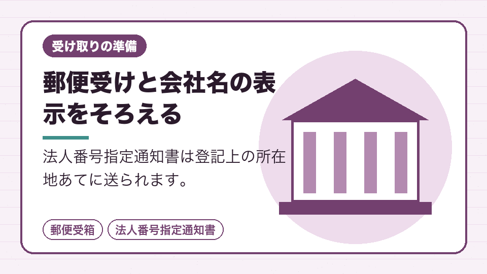 郵便受けと会社名の表示をそろえる