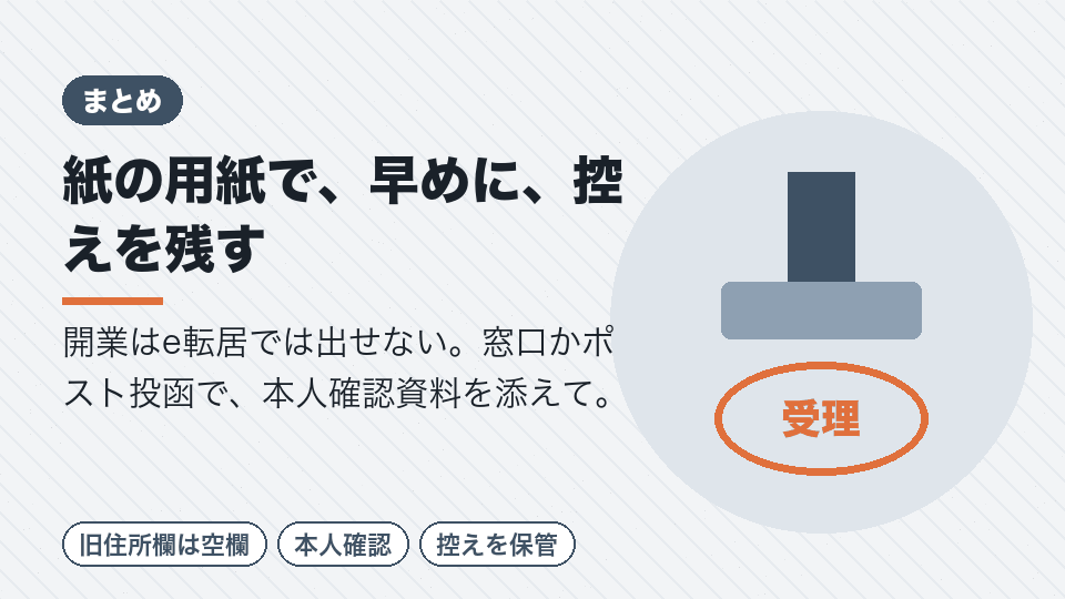 紙の用紙で、早めに、控えを残す